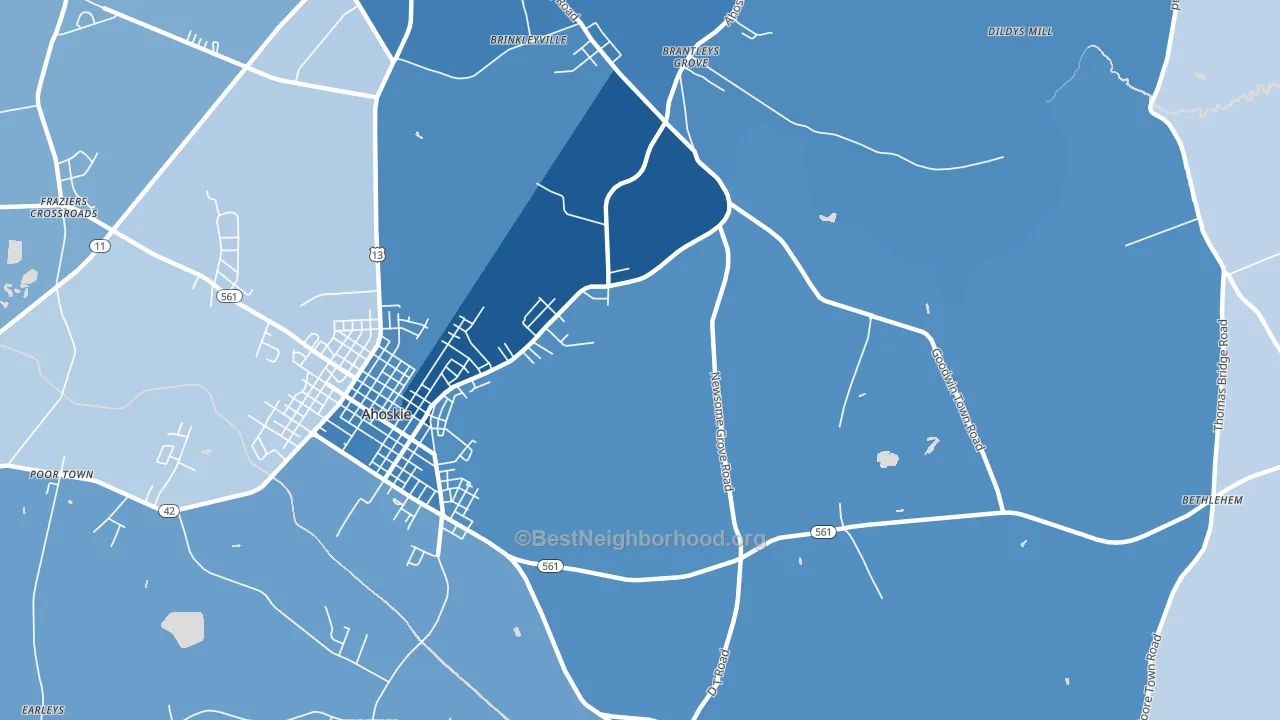 St. John, NC block-group political-lean map