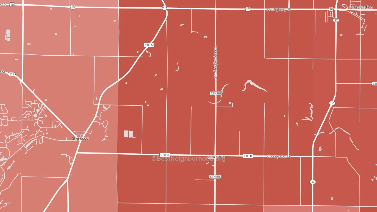 St. John, WI block-group political-lean map