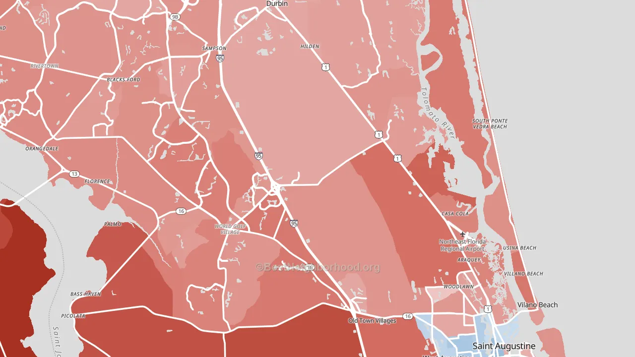 St. Johns County, FL block-group political-lean map