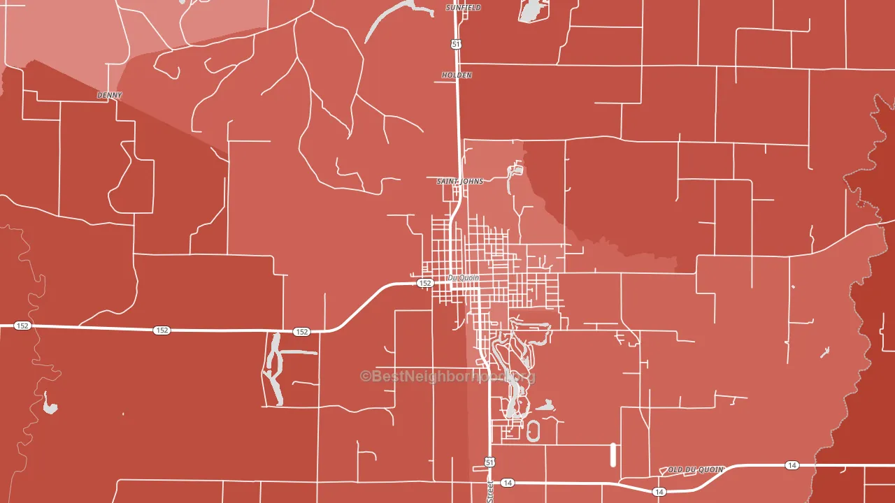 St. Johns, IL block-group political-lean map