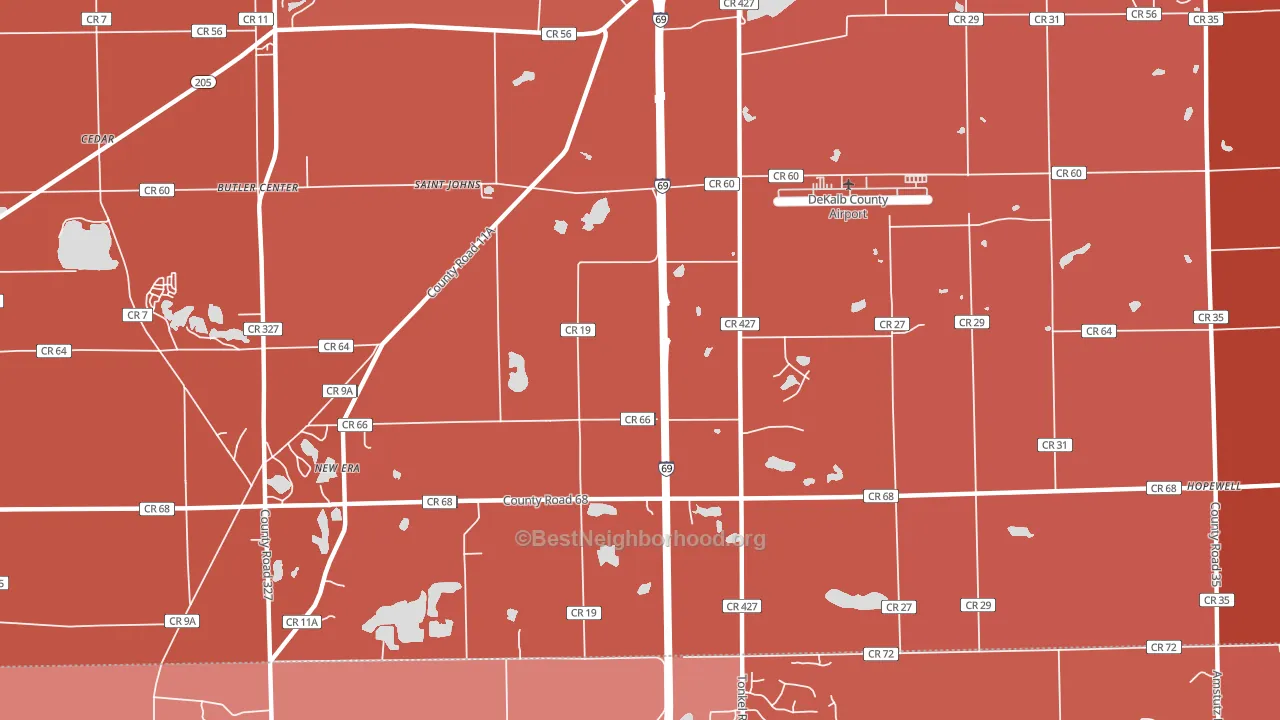 St. Johns, IN block-group political-lean map
