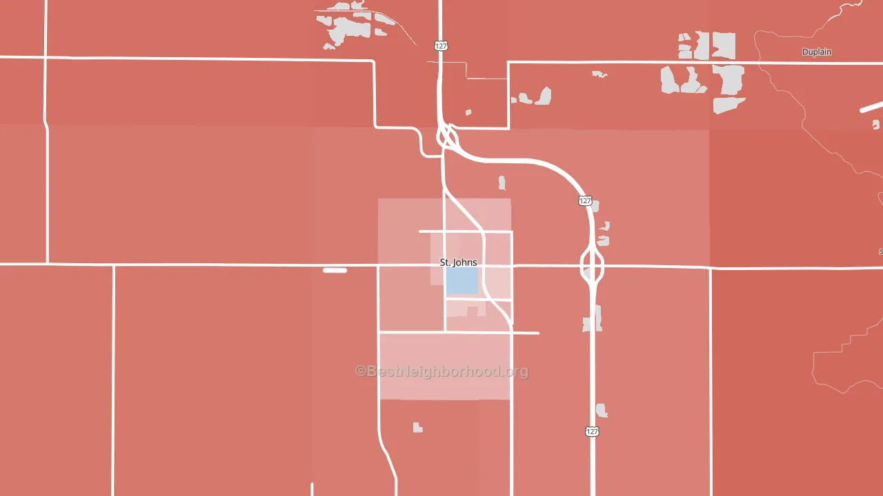 St. Johns, MI block-group political-lean map