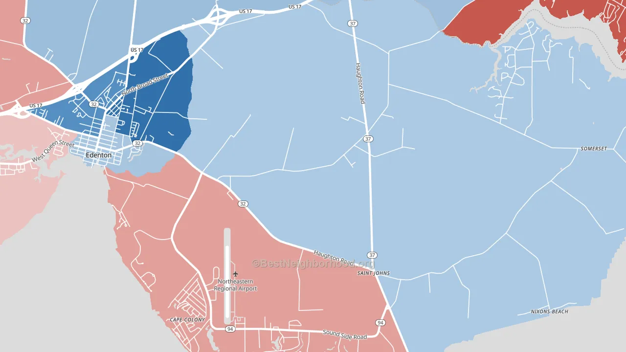 St. Johns, NC block-group political-lean map