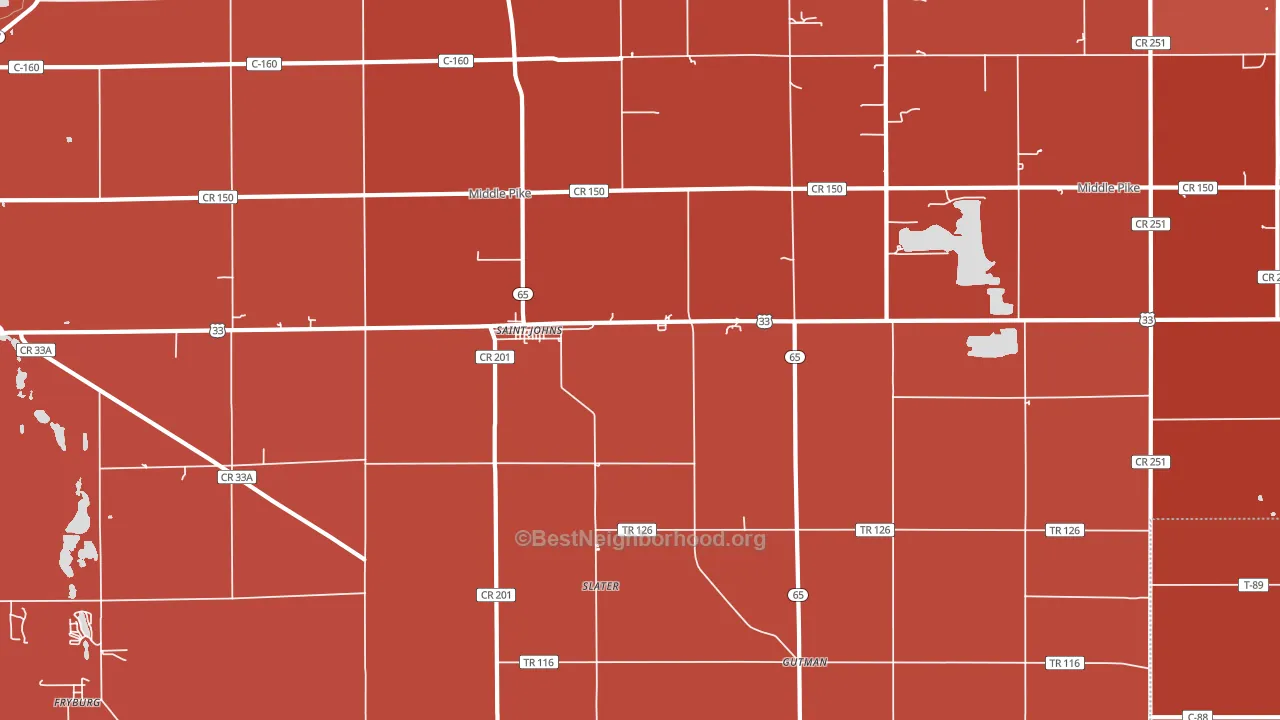 St. Johns, OH block-group political-lean map