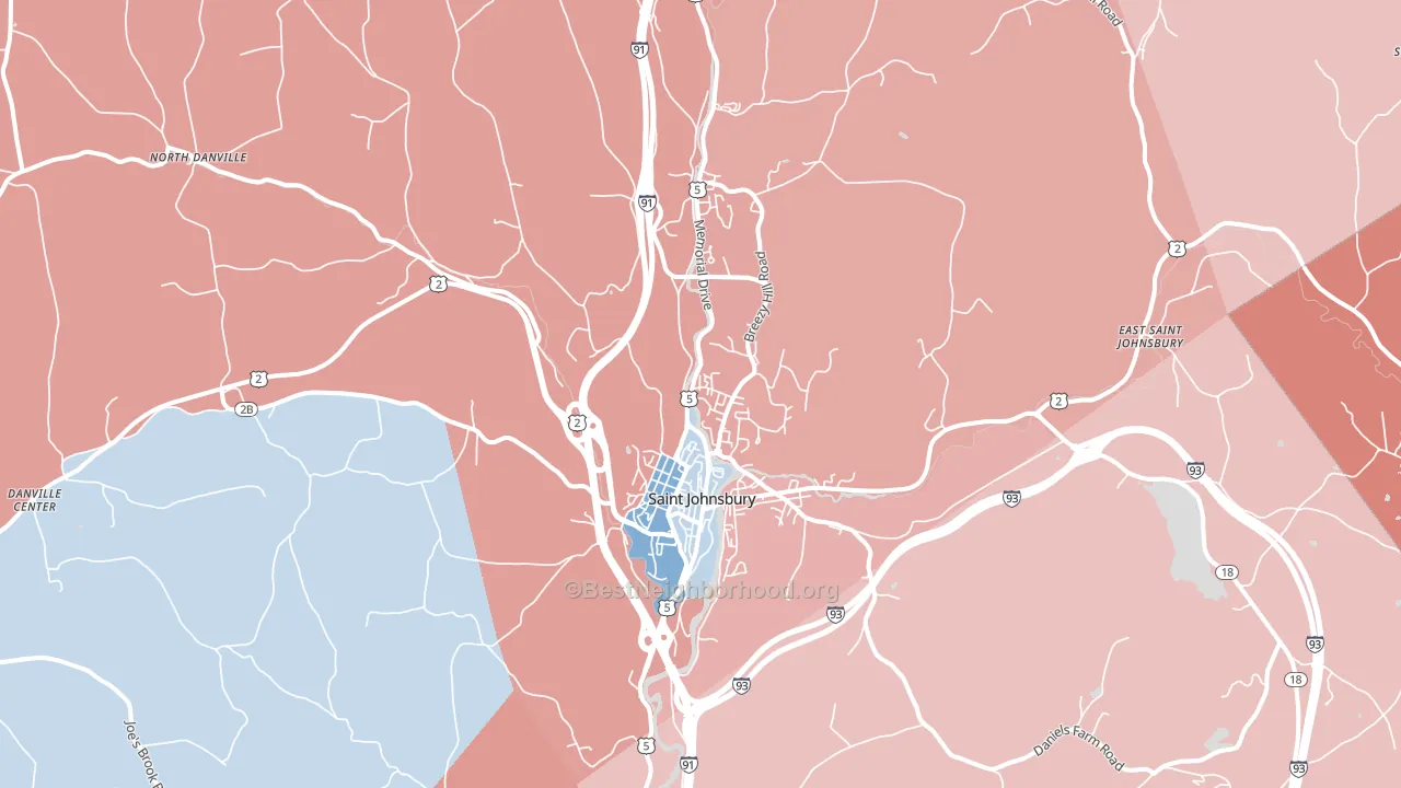 St. Johnsbury, VT block-group political-lean map