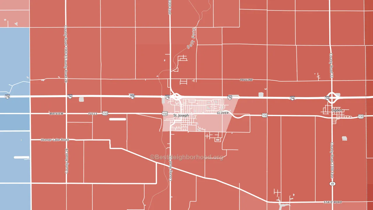 St. Joseph, IL block-group political-lean map
