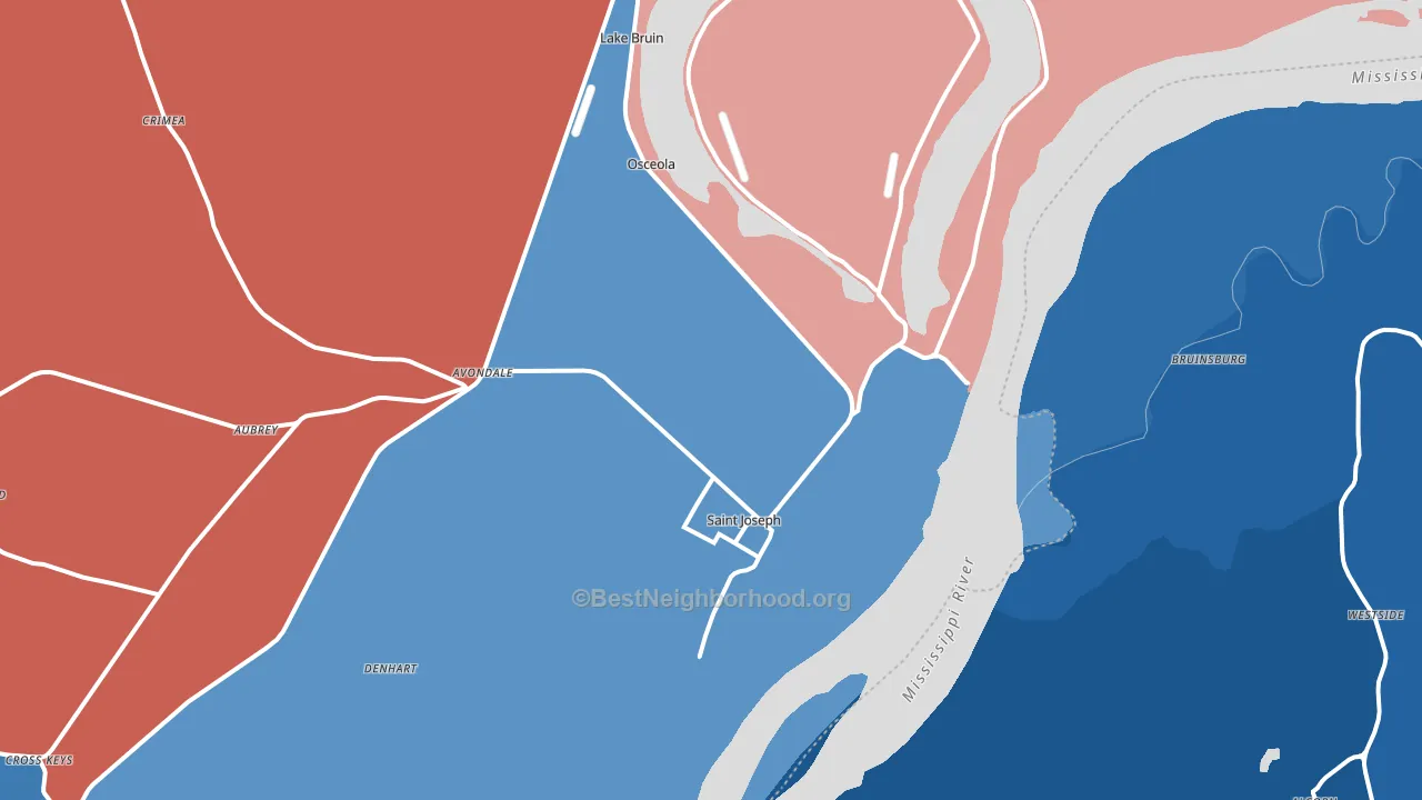 St. Joseph, LA block-group political-lean map