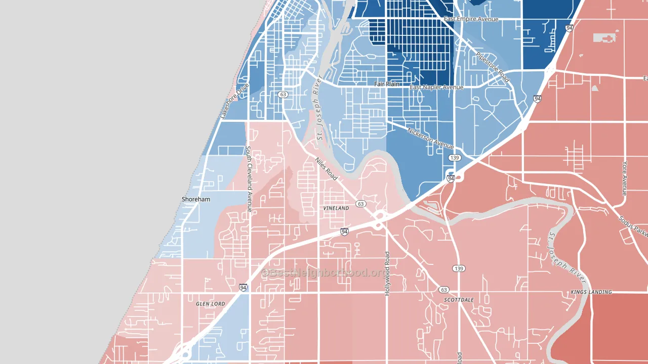 St. Joseph, MI block-group political-lean map