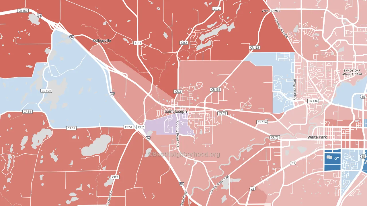 St. Joseph, MN block-group political-lean map