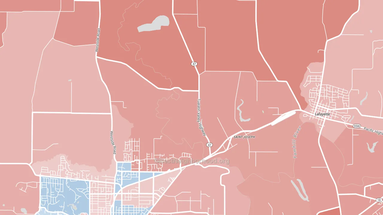 St. Joseph, OR block-group political-lean map