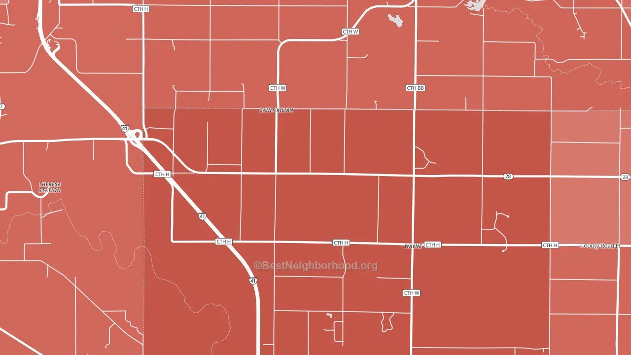 St. Kilian, WI block-group political-lean map