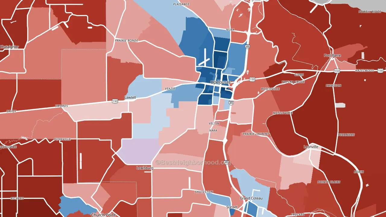 St. Landry Parish, LA block-group political-lean map
