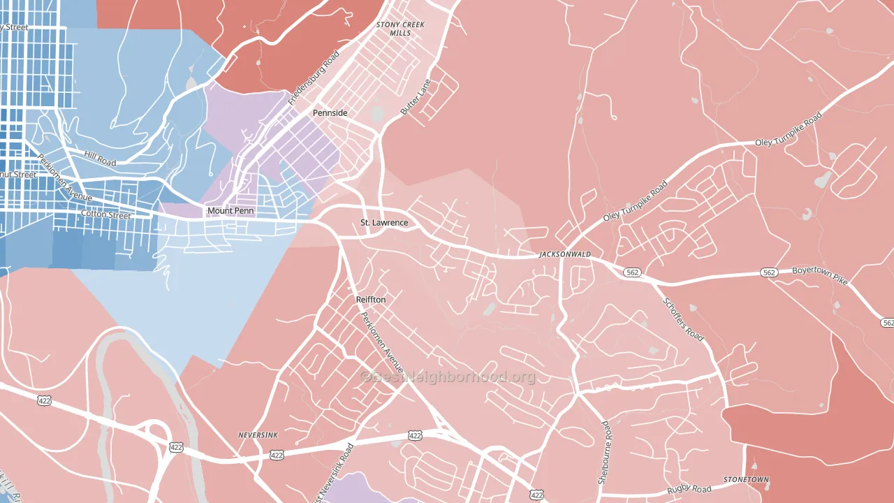 St. Lawrence, PA block-group political-lean map