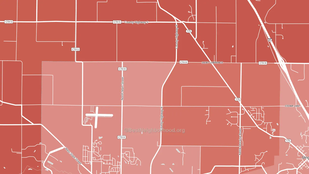 St. Lawrence, WI block-group political-lean map