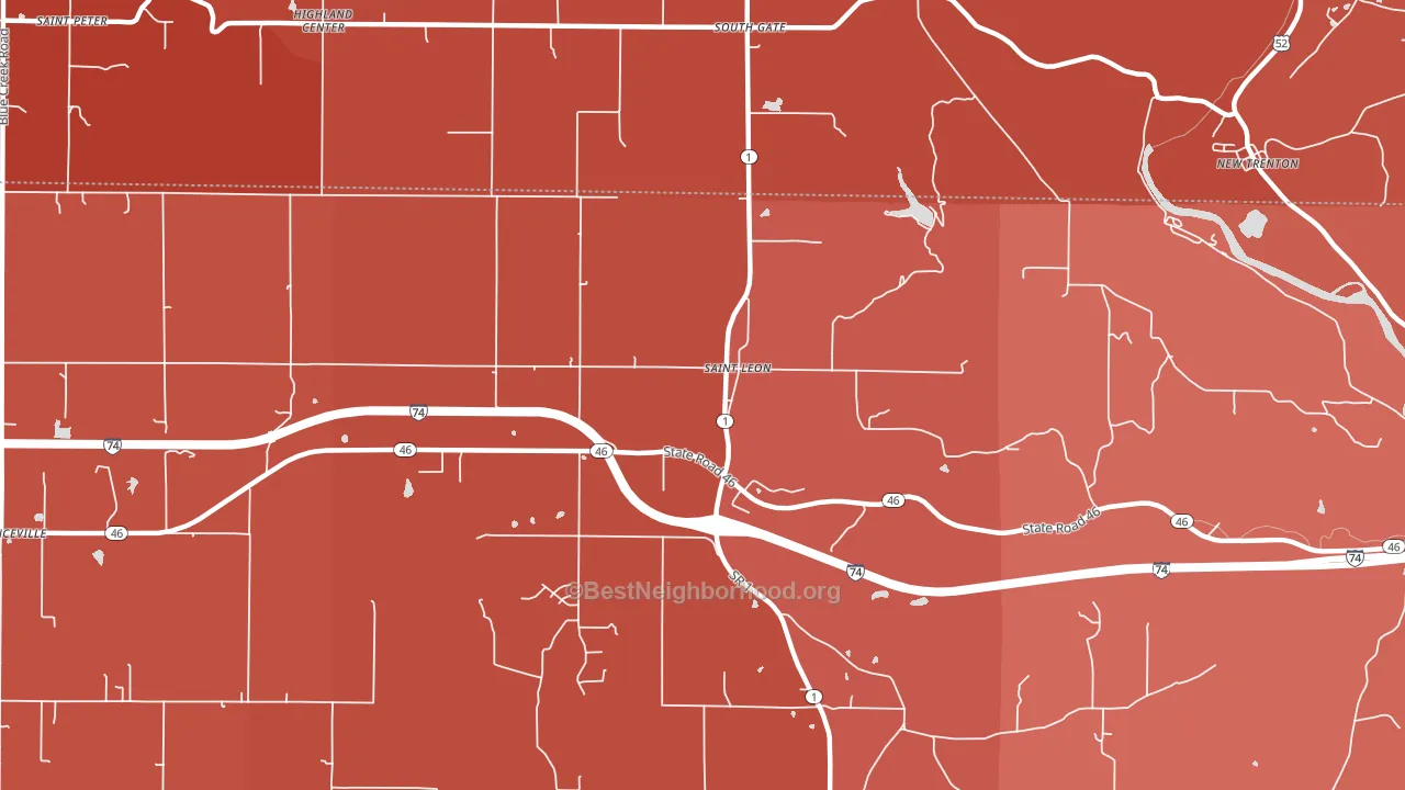 St. Leon, IN block-group political-lean map