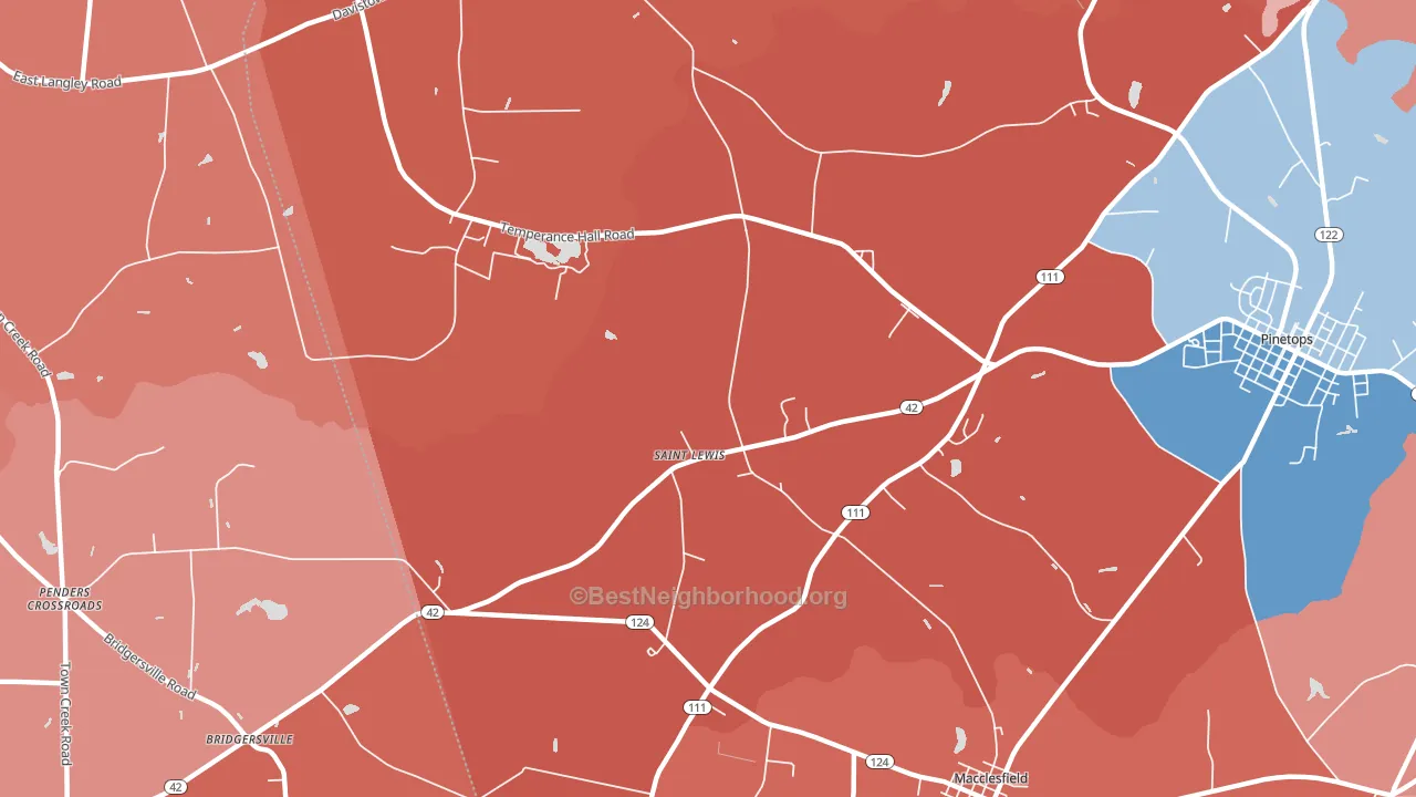 St. Lewis, NC block-group political-lean map