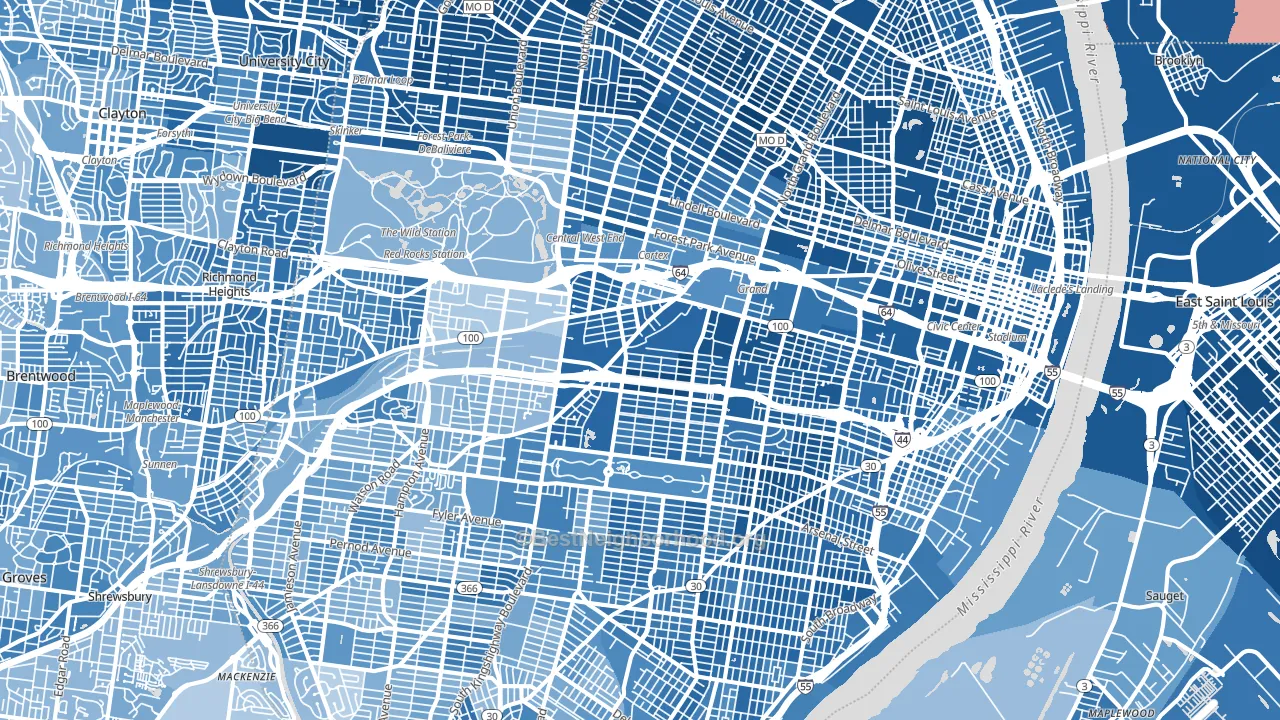 St. Louis City, MO block-group political-lean map