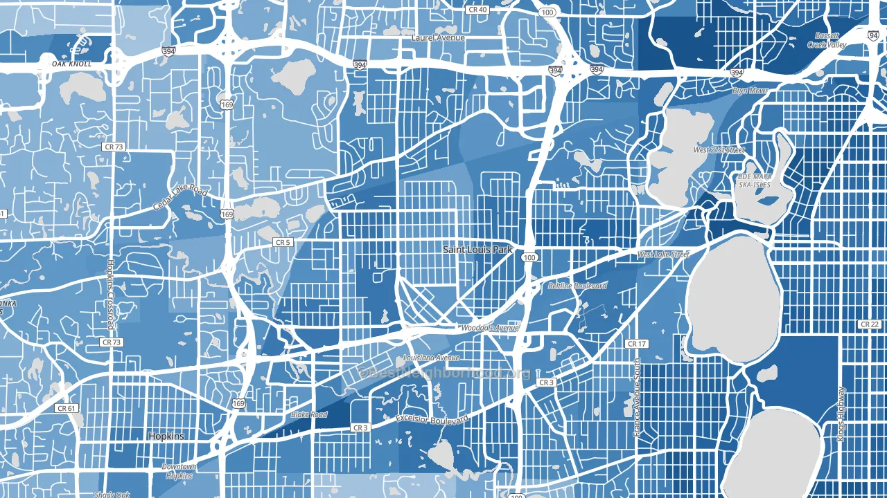 St. Louis Park, MN block-group political-lean map