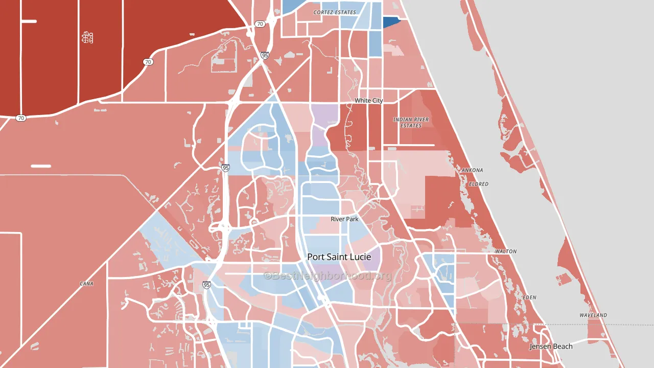 St. Lucie County, FL block-group political-lean map