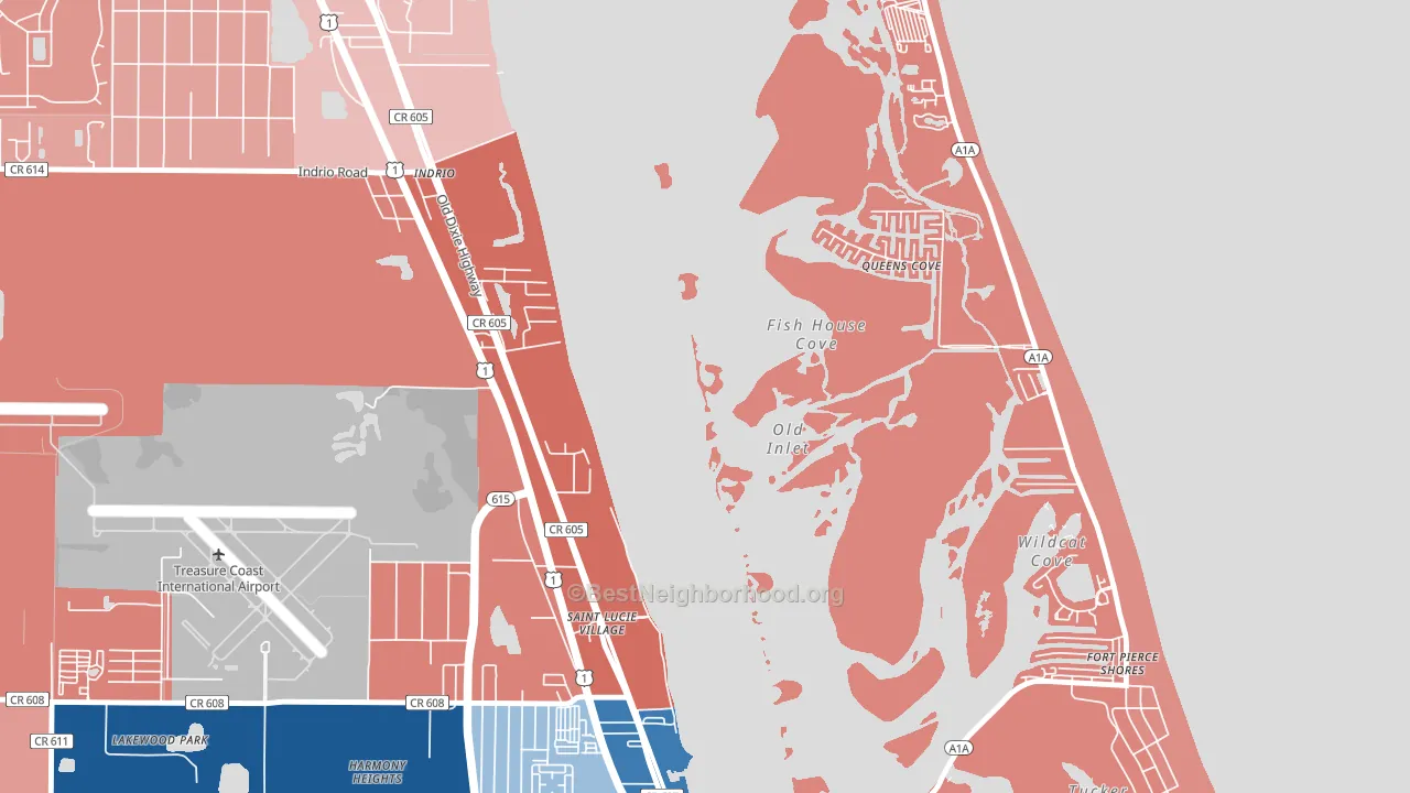 St. Lucie Village, FL block-group political-lean map