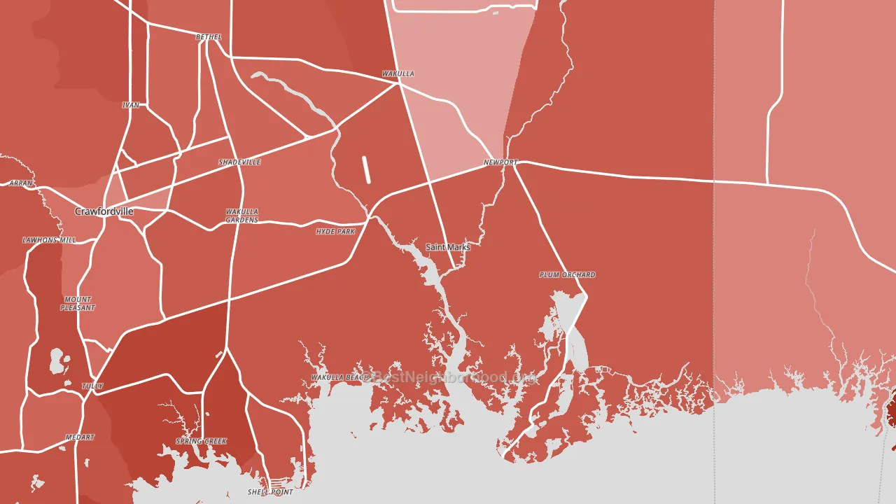 St. Marks, FL block-group political-lean map