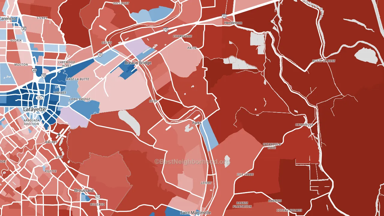 St. Martin Parish, LA block-group political-lean map