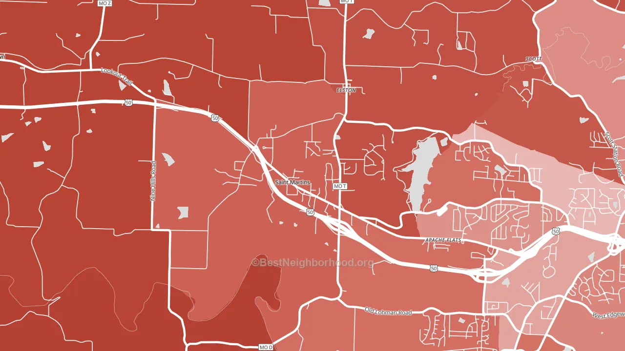 St. Martins, MO block-group political-lean map