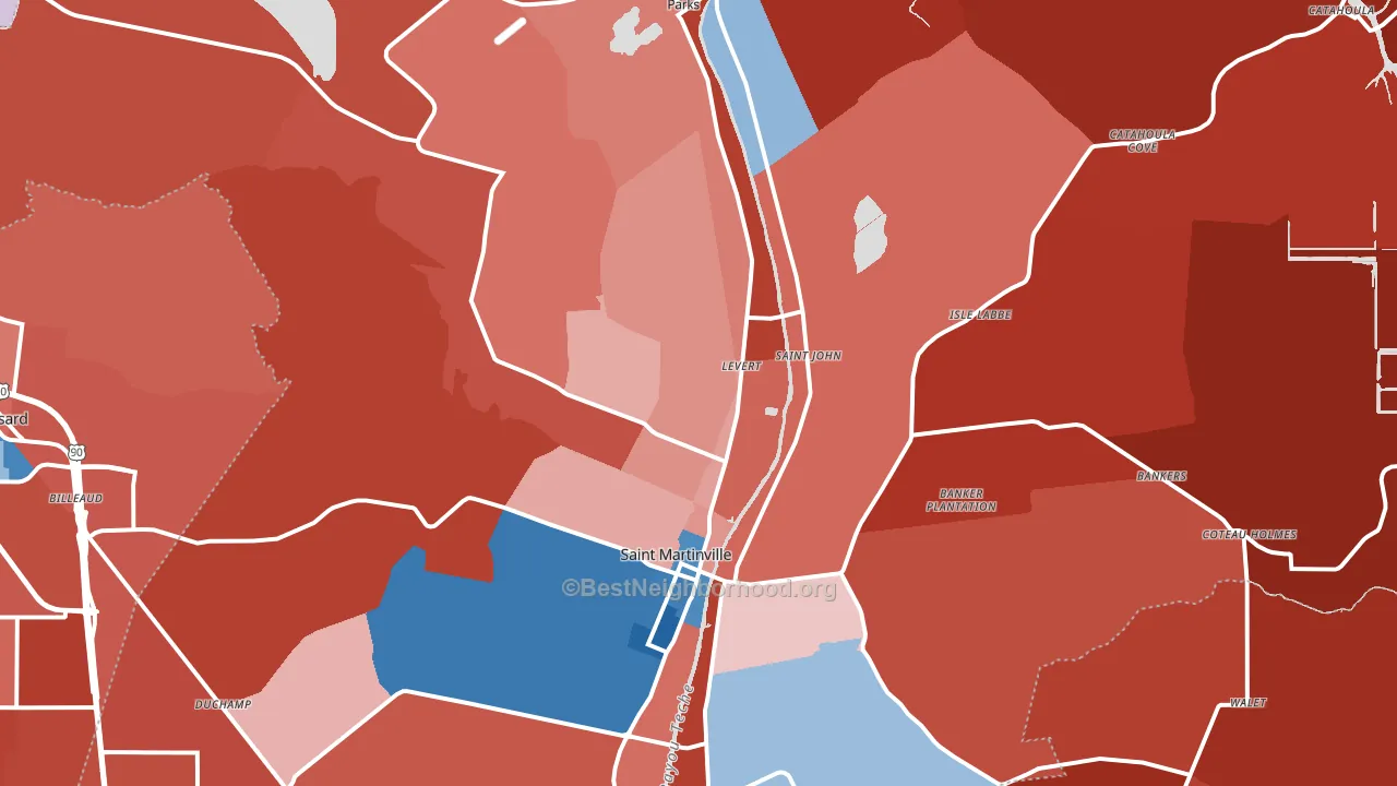 St. Martinville, LA block-group political-lean map