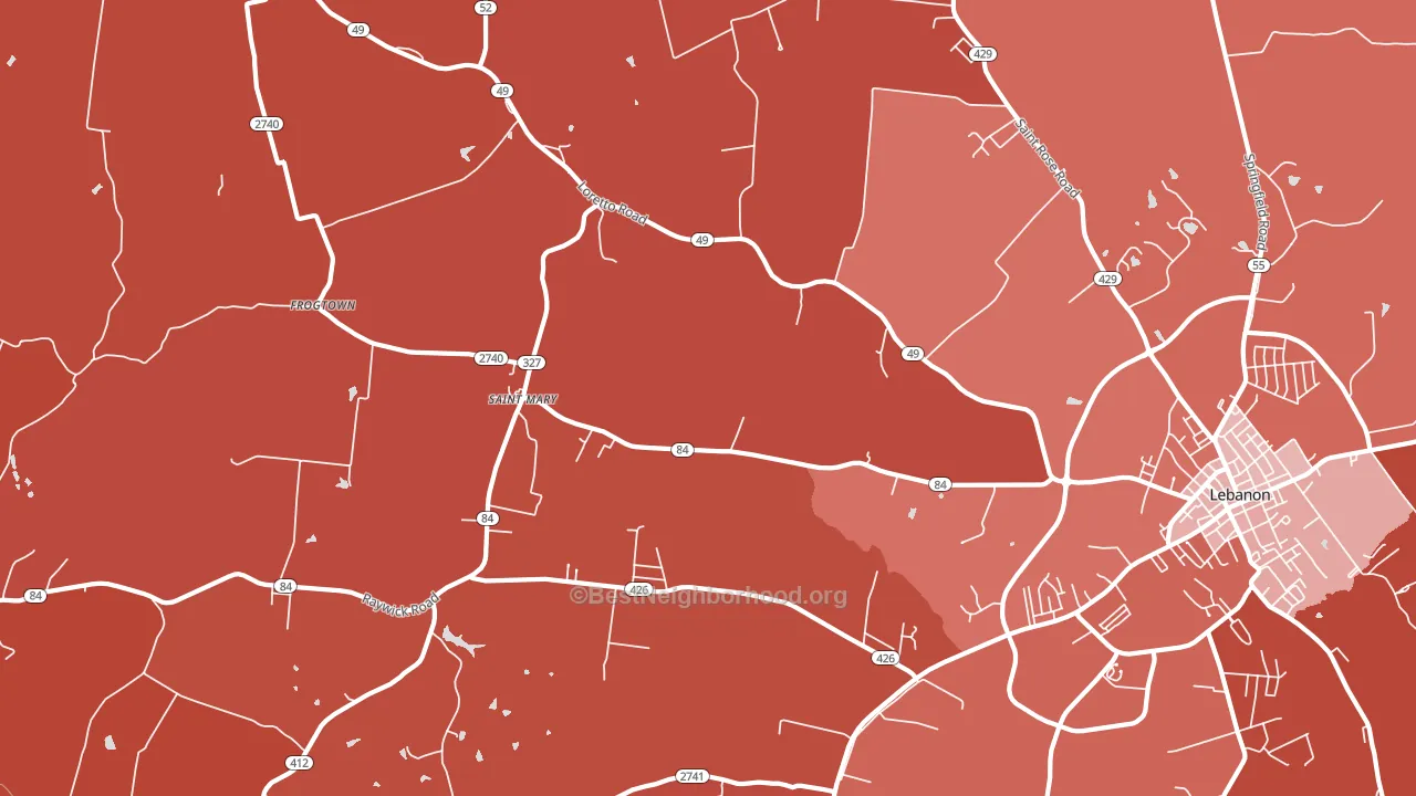 St. Mary, KY block-group political-lean map