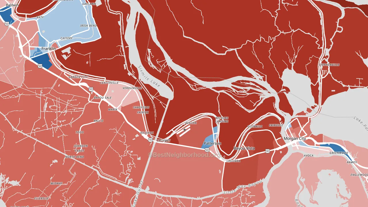 St. Mary Parish, LA block-group political-lean map