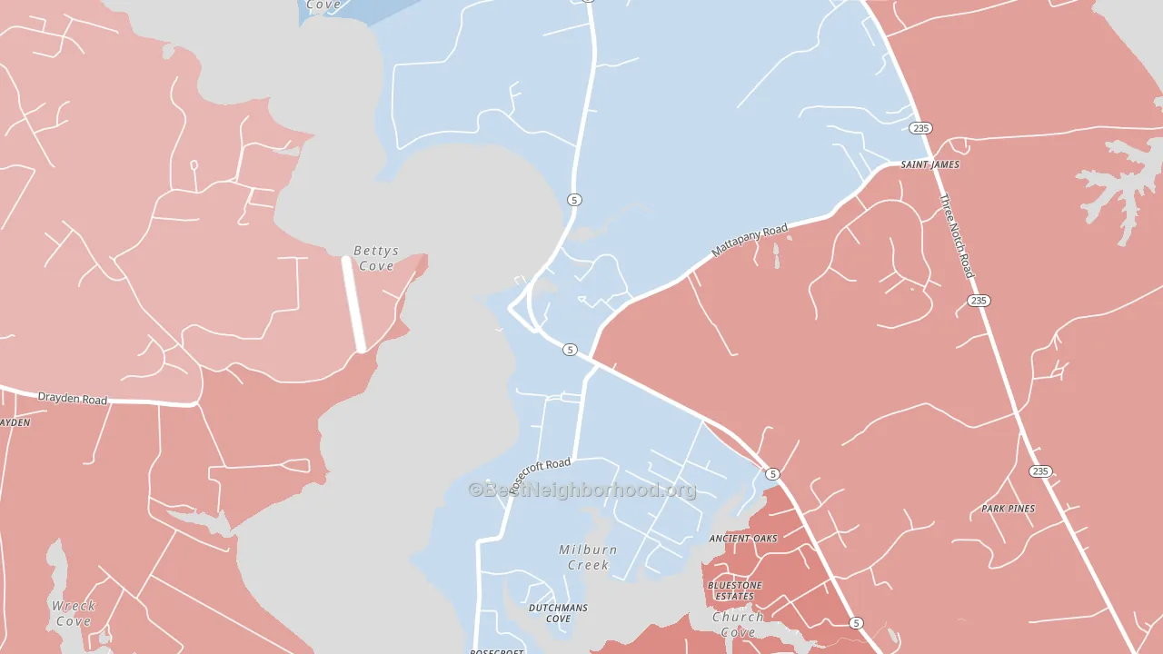 St. Marys City, MD block-group political-lean map