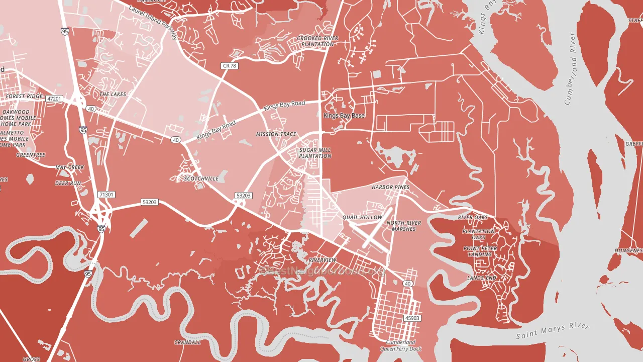 St. Marys, GA block-group political-lean map