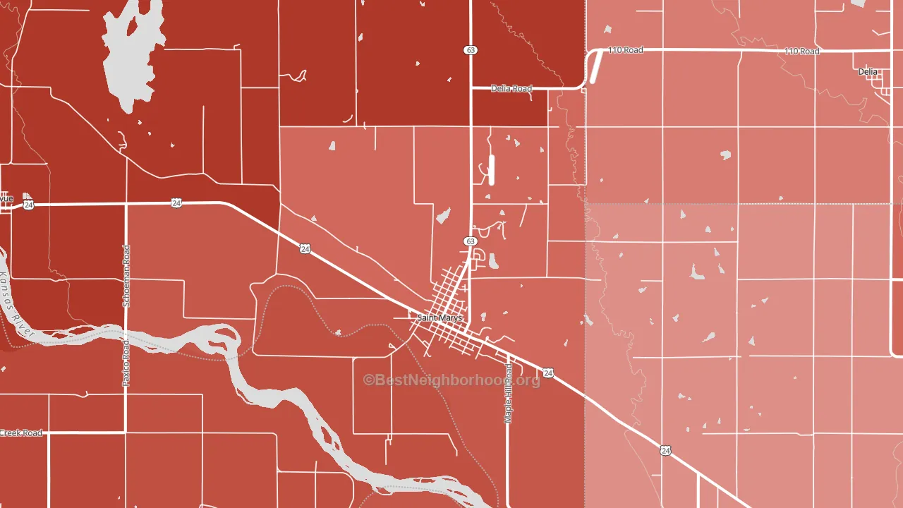 St. Marys, KS block-group political-lean map