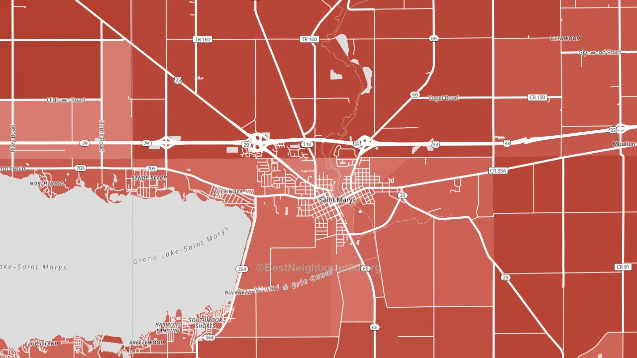 St. Marys, OH block-group political-lean map