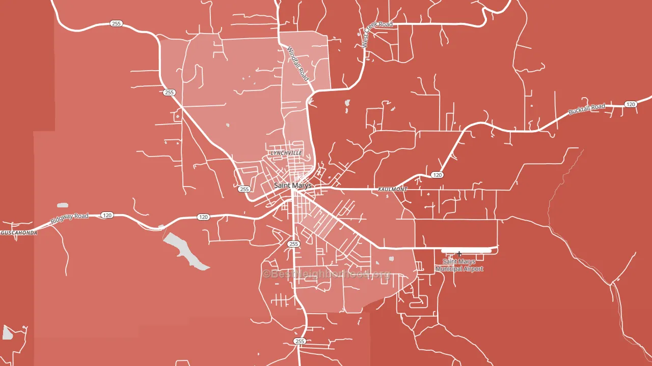 St. Marys, PA block-group political-lean map