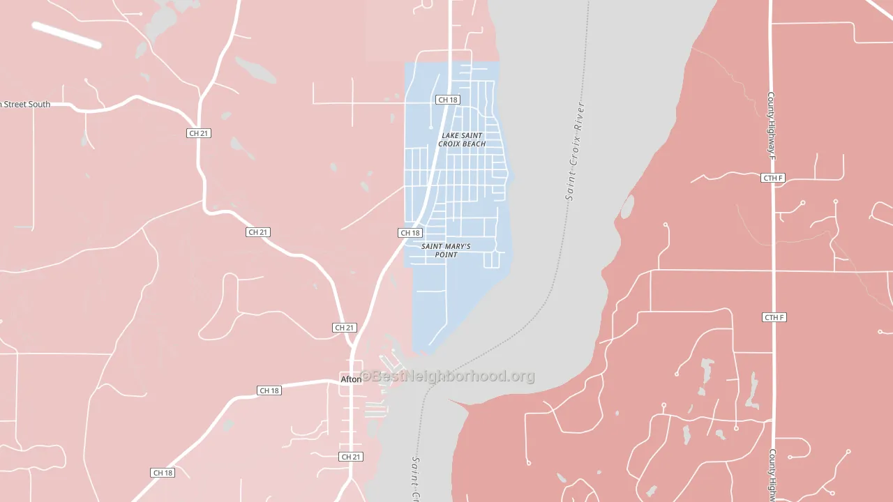 St. Marys Point, MN block-group political-lean map