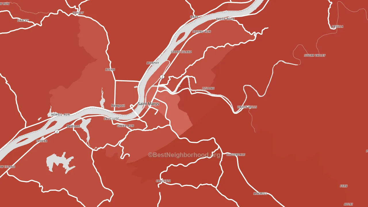 St. Marys, WV block-group political-lean map