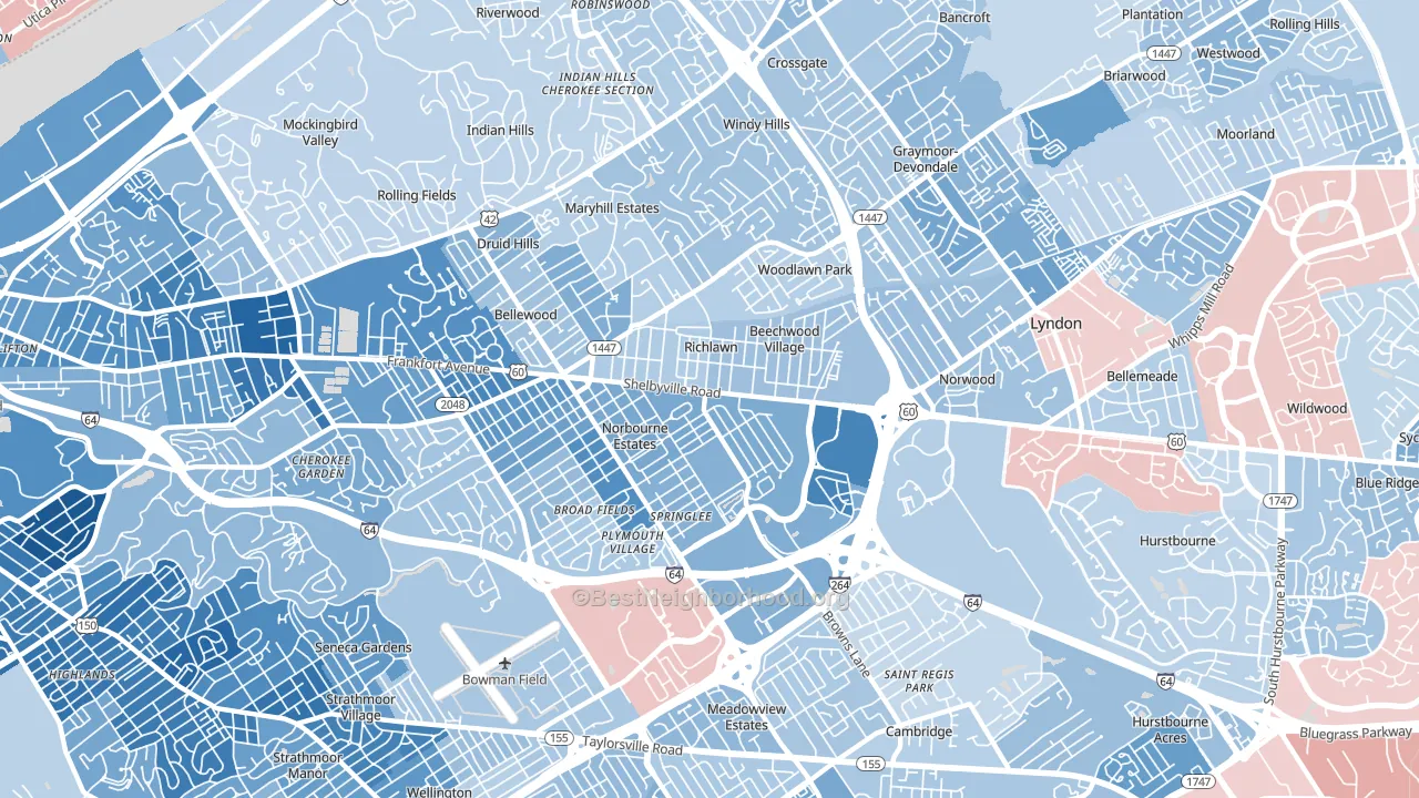 St. Matthews, KY block-group political-lean map