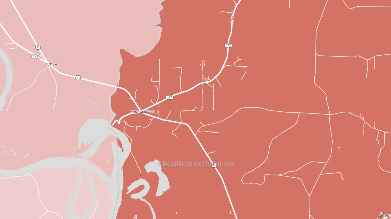 St. Maurice, LA block-group political-lean map