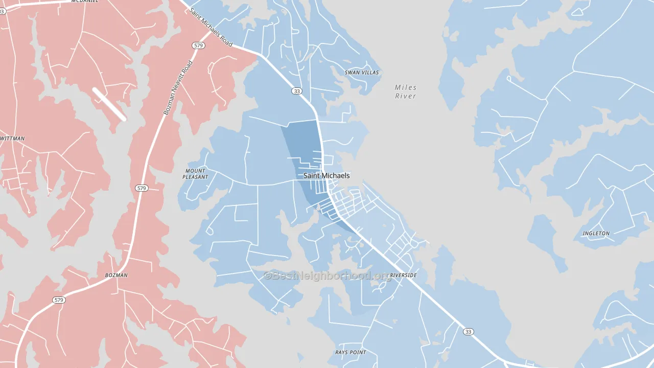 St. Michaels, MD block-group political-lean map