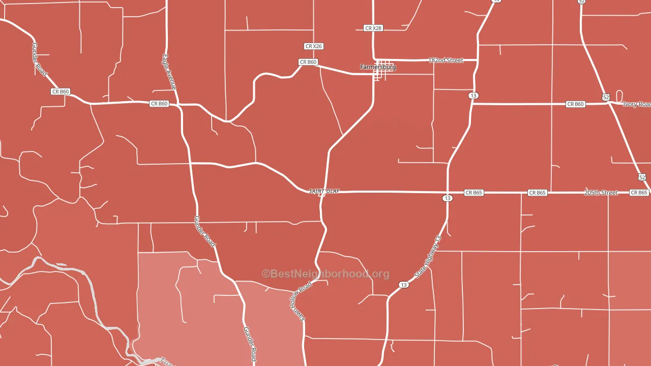 St. Olaf, IA block-group political-lean map