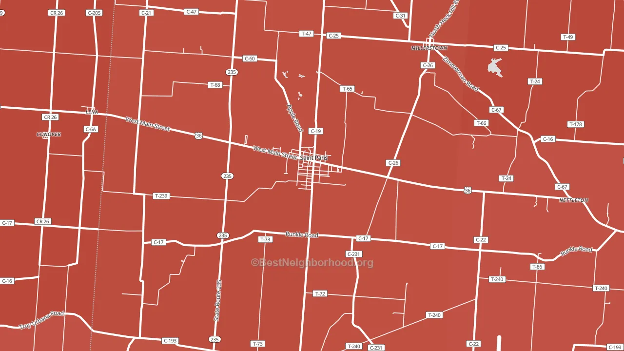 St. Paris, OH block-group political-lean map