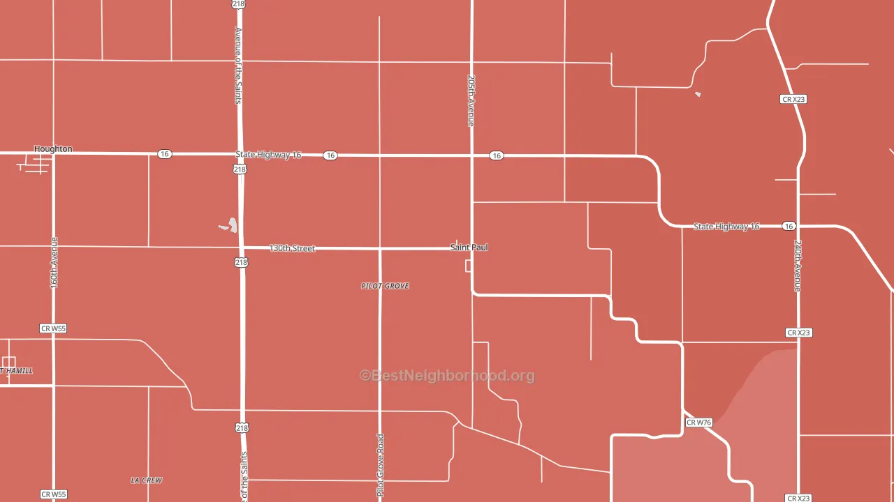 St. Paul, IA block-group political-lean map