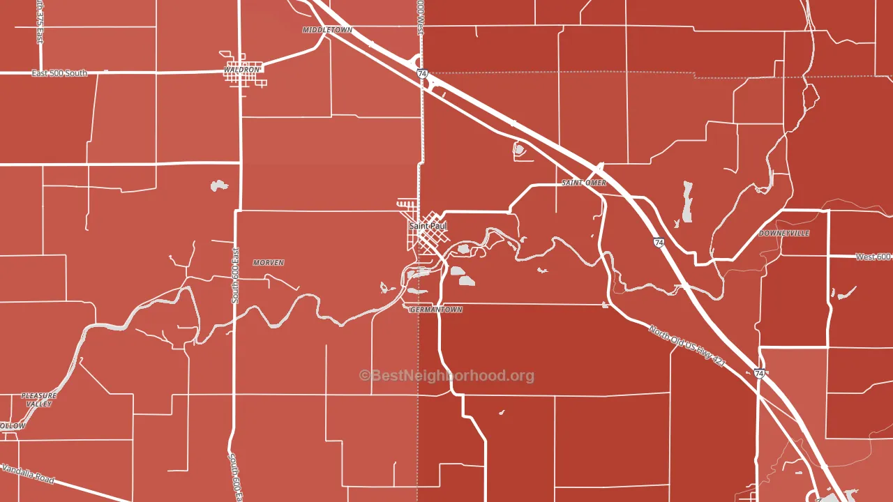St. Paul, IN block-group political-lean map