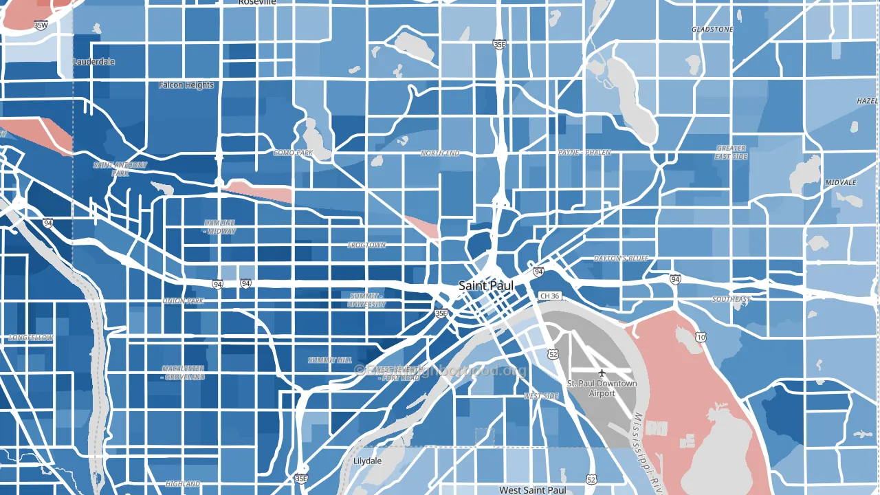 St. Paul, MN block-group political-lean map