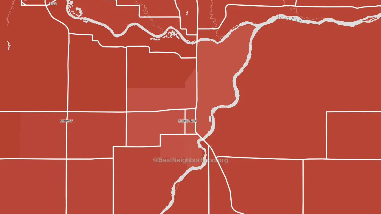 St. Paul, NE block-group political-lean map