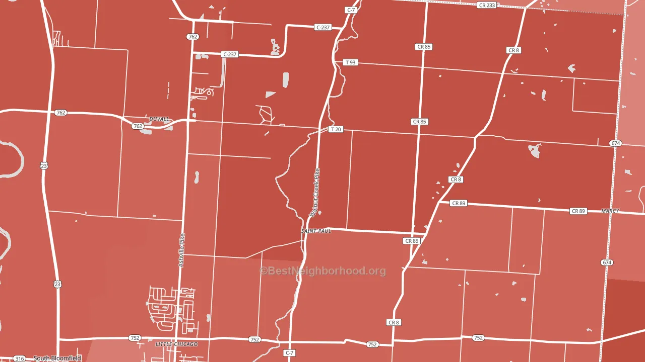 St. Paul, OH block-group political-lean map
