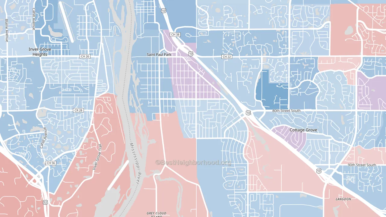 St. Paul Park, MN block-group political-lean map