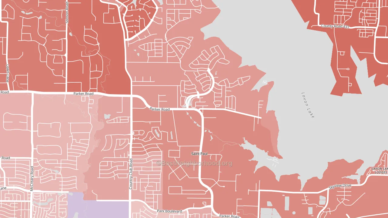 St. Paul, TX block-group political-lean map