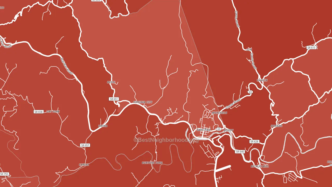 St. Paul, VA block-group political-lean map